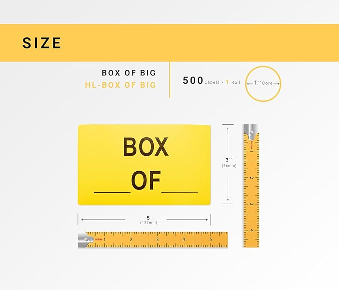 3 Rolls, Box Sequential Counting Labels (Showing Box Number and Total Number of Boxes), 5" x 3" Large Inventory Labels, 500 Labels per Roll