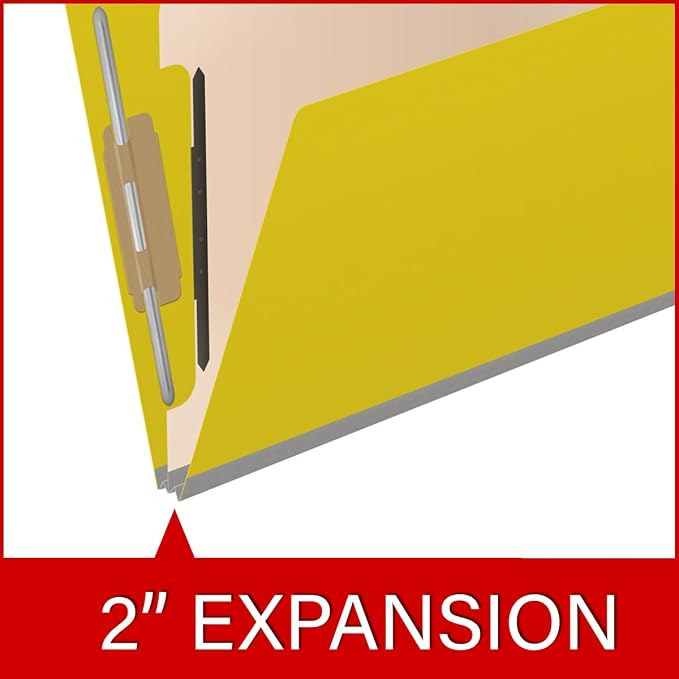 25 Pt. Pressboard Classification Folders, Full Cut End Tab, Letter Size, 1 Divider, Yellow (Box of 10)