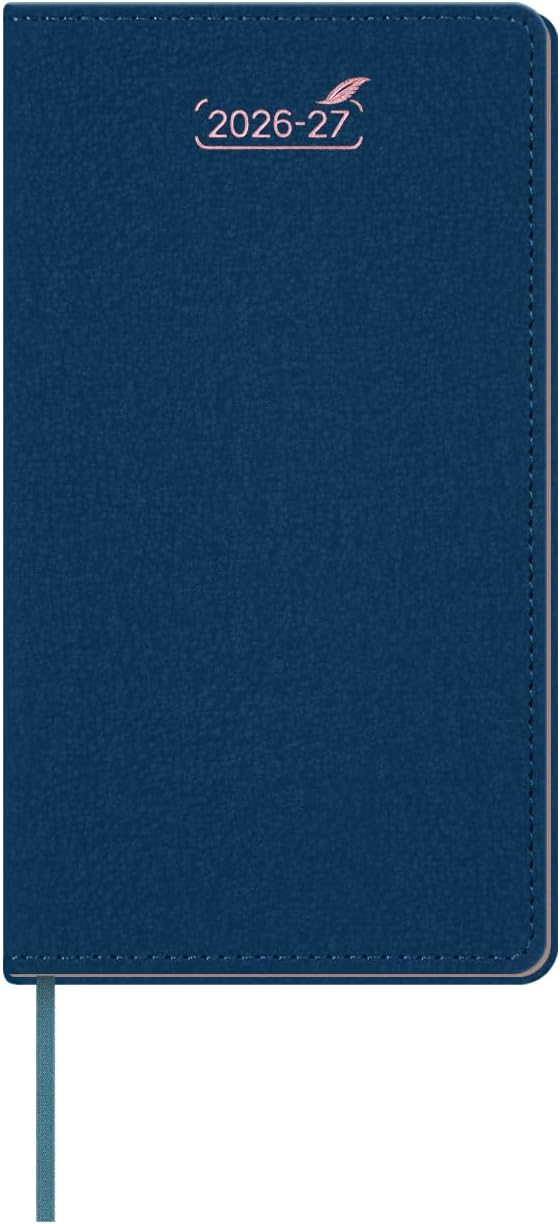 BEZEND Pocket Monthly Planner 2026 with Note Pages, Extra Thin (3.5" x 6.5") 18-Month Calendar for Purse (Jul 26 - Dec 27), Slim Palm Size, Gilded Paper Edge & PU Leather Softcover in Prussian Blue