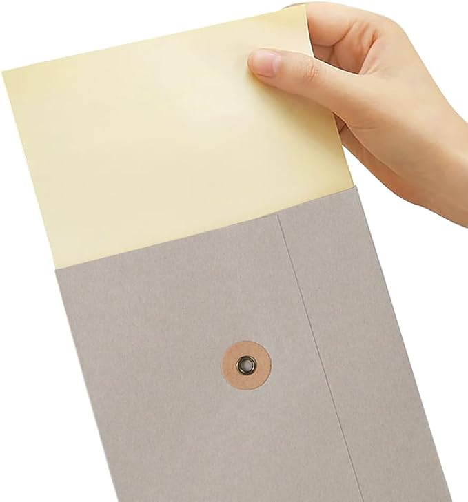 10 Pcs Vintage Kraft Paper File Folder Thickened A5 Filing Envelope Project Photo Pockets Reusable Document Wallet Bag with String Tie Closure for Office Home