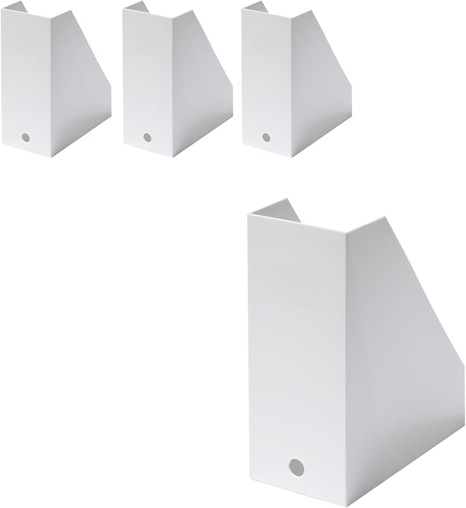 LIKE-IT MX-29 Storage Case, File Box, Wide, Size Per Piece: Approx. 5.1 x 10.0 x 12.0 inches (13 x 25.3 x 30.7 cm), All White, Made in Japan, Tabletop Storage, Standing Storage