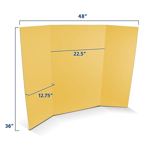 Flipside Products 36” x 48” Project Boards for Presentations, Science Fair, School Projects, Event Displays and Trifold Picture Board, Proudly Made in USA - Yellow - 24 Pack