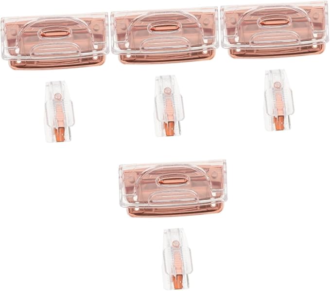 VILLCASE 4sets Cardboard Two Hole Puncher Stapler Remover Set Portable Office Staple Puller Stylish Rose Gold Design for Efficient Document Organization