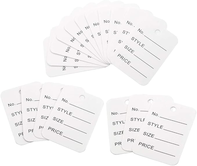 jijAcraft 1000Pcs Price Tags, White Clothing Tag for Retail, Small Kraft Paper Tags for Labeling Price, Size, Number, Writable Price Hangtag for Business Supplies Selling Jewlry, Clothes (1.9" X 1.4")