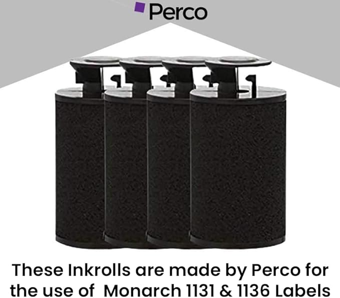 Perco White Pricing Labels for Monarch 1131 Price Gun - 1 Sleeve, 20,000 Blank Marking Labels Bundle with Monarch Ink Roll for Monarch 1131 & 1136 Price Labelers (Pack of 4)