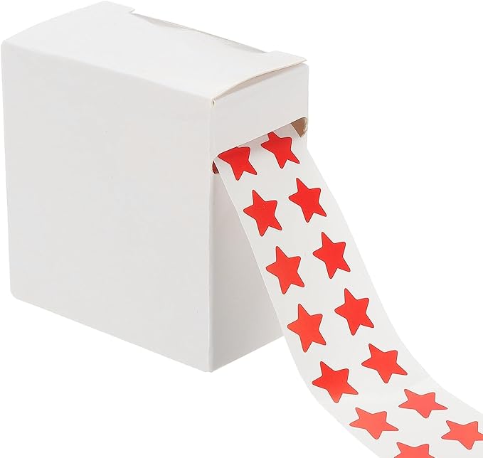 PATIKIL Star Stickers Roll 3/8", 1000 Pcs Self-Adhesive Reward Stickers for Classroom Teacher Supplies and DIY Craft, Red