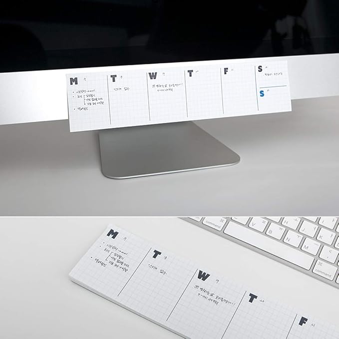 JSTORY Sticky Planner Adhesive Paper Note Columnar Scheduler Organizer to-do One Size Grid White