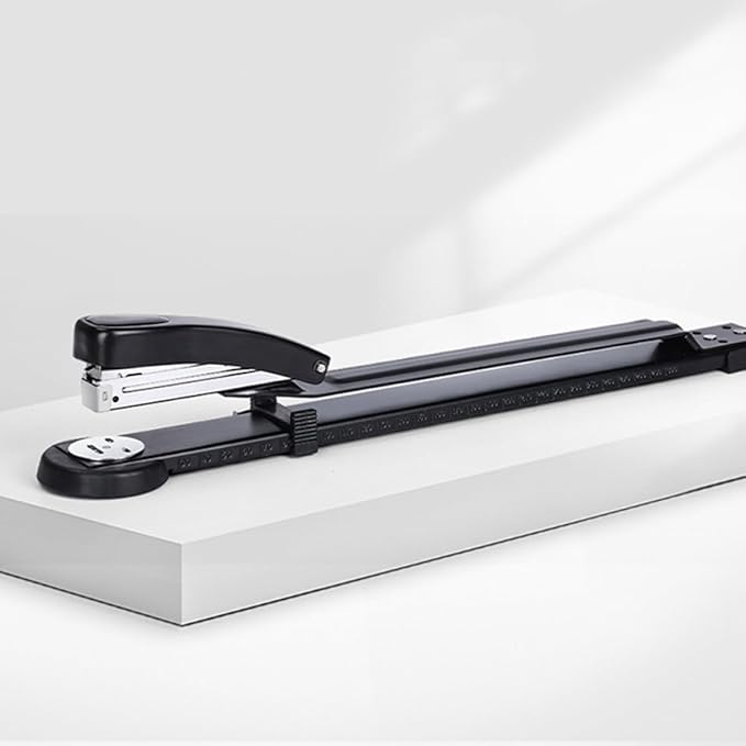 Long Arm Desktop Stapler Heavy Duty Thick Paper Binding Stapler with Hole Punch Labor-Saving for Home and Office Use