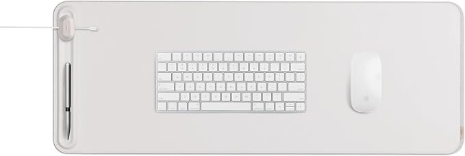 Orbitkey Premium Leather Desk Mat Slim | Multi-Purpose & Waterproof Table Protector Accessory for Work Home Gaming Office Keyboard Mat Organizer | 31.4" L x 12.2" W x 0.19" H, Anti-Slip, Stone Finish