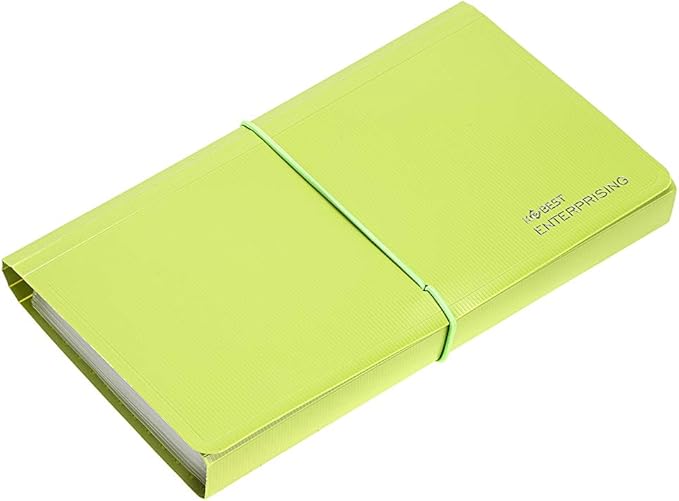 BTSKY Expanding File Folder - New 13 Pockets Handy Accordion File Organizer for Receipts Coupons Cards Tickets Tax Item File Storage Folder Check Bill Plastic Accordion Wallet Case(with Rope,Green)