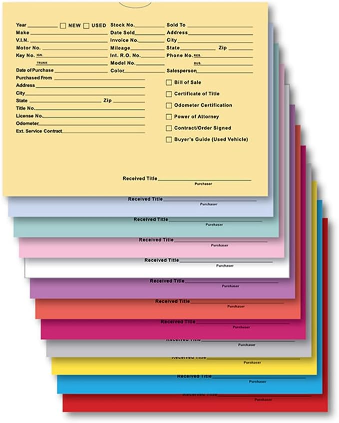 Vehicle Deal Jackets 9x12 Automotive File Folders - 32 lb Kraft Paper Car Dealership Inventory Jackets Sales Document Folders Plain File Jackets with Thumb Cut - Red, Pack of 400