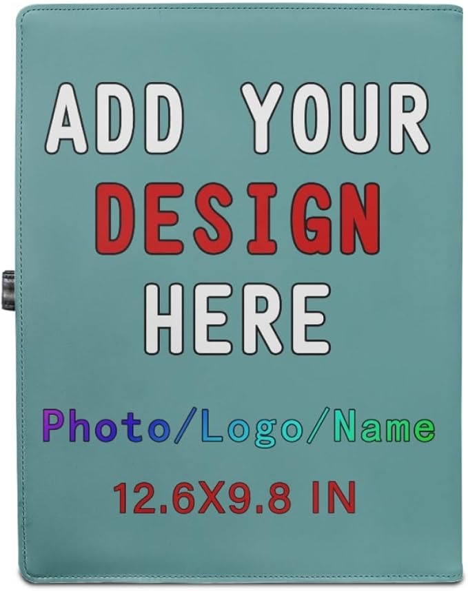 Personalized Padfolio with Logo, Custom Business Portfolio with A4/US Letter Writing Pad Holder for Resumes and Interviews, CadetBlue