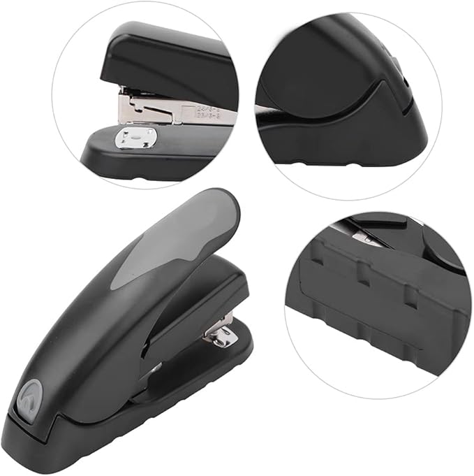 Stapler - Book Stapler 20/40 Sheets Stapling Machine Bookbinding Stapler Soft Cushioned Handle One Button Needle Slot Reversible Groove (Black)