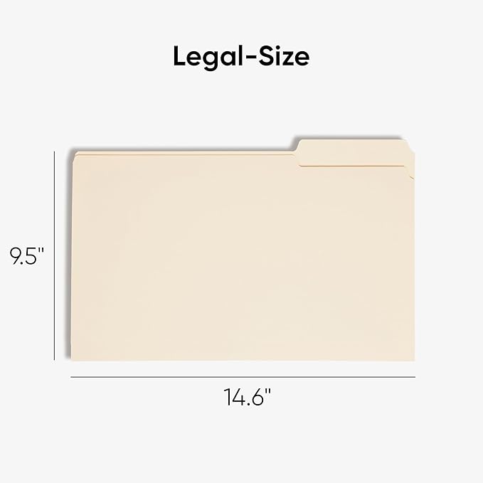 Smead File Folder, 1/3-Cut Tab, Assorted Positions, Legal Size, Manila, 100 per Box (15330)