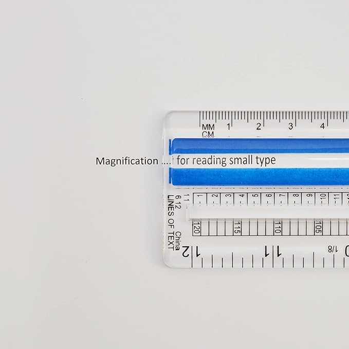 Westcott Data Processing Magnifying Ruler, 2X Magnification, 1/16-Inch & Tenths Scales, Back-to-School, School Supplies, Classroom Supplies, 12-Inch