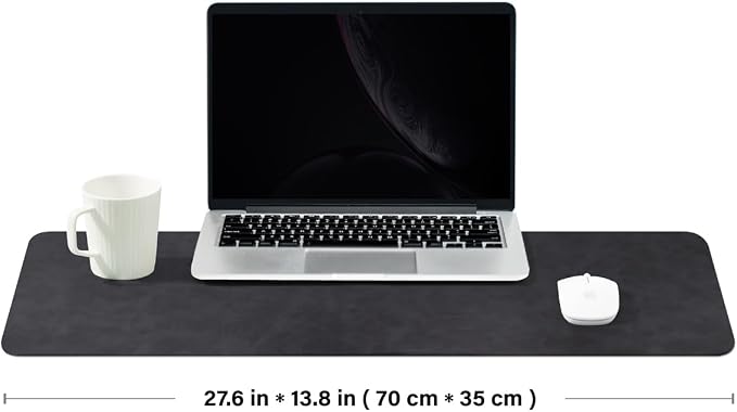 Distressed Leather Desk Mat - Non-Slip PU Desk Pad for Office and Home - Desk Organization and Accessories - Ideal for Large Mouse Pad and Desk Mats on Top of Desks(Charcoal Black,27.6"x 13.8")