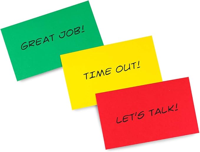 Hygloss Behavior Cards - Motivational for Students & Kids - Red, Yellow & Green Incentive Cards for Classroom - Early Childhood Education Material - Pocket Chart Cards - 2" x 3" - Pack of 100