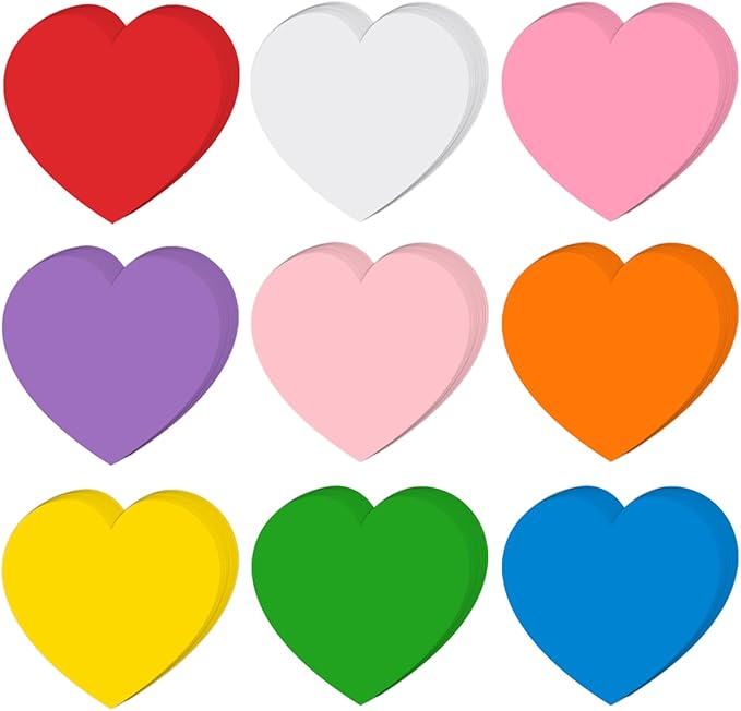72 Pcs 5.5 Inch Large Heart Paper Cutouts, 9-Color Assorted Heart Shape Die Cut for Bulletin Board Decor,Classroom Wall, Valentine's Day, Mother's Day Decorations, Teacher School Supplies, DIY Crafts