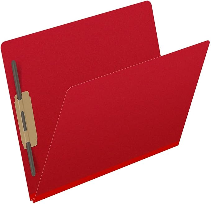 25 Pt. Pressboard Classification Folders, Full Cut End Tab, Letter Size, No Dividers, Deep Red (Box of 25)
