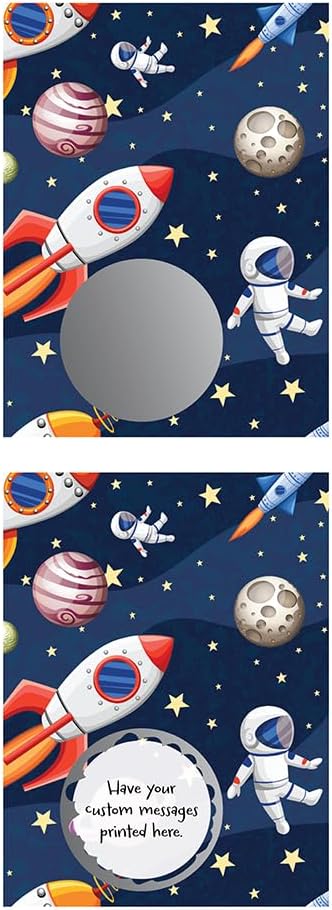 My Scratch Offs Space Theme DIY Scratch Off Cards, 3 x 4 Inches, 20 Pack, Custom Message Area with Silver Stickers