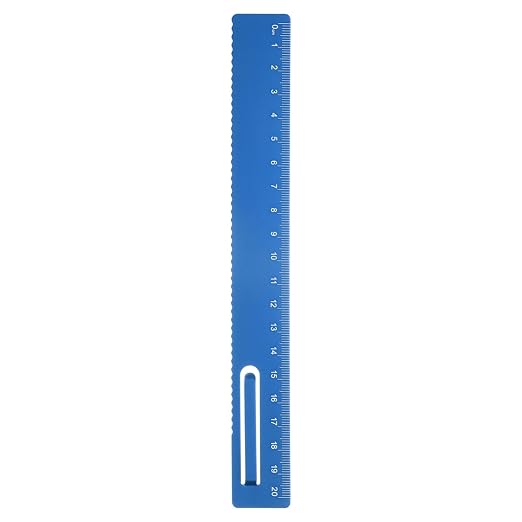 HARFINGTON Straight Ruler 20cm Metric Metal Aluminum Alloy Measuring Bookmark Clip Rulers Scale Tool for Measure Study Reading Classroom Office, Blue