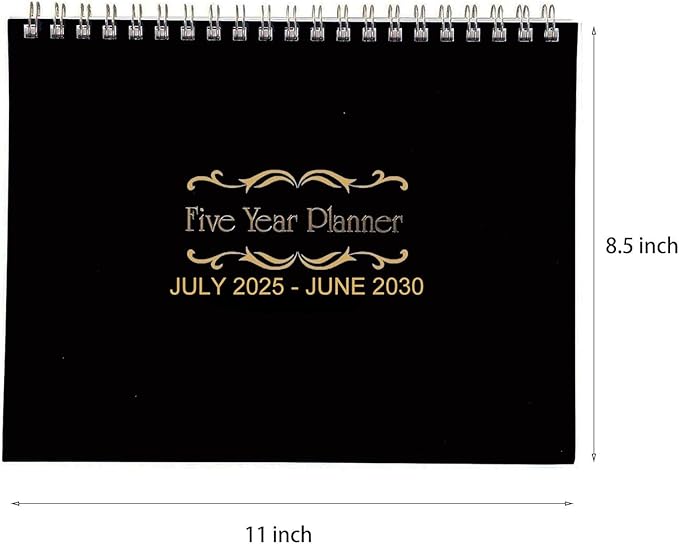 Ritadeshop 5 Year Calendar Planner (Black, 11 * 8.5" July 2025-June 2030)