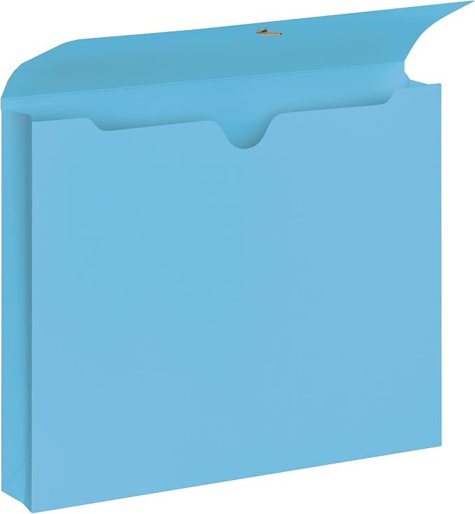 Smead Colored Expanding File Wallet with Flap and Cord Closure, 2" Expansion, Letter Size, Blue, 10 per Box (77203) (Pack of 5)