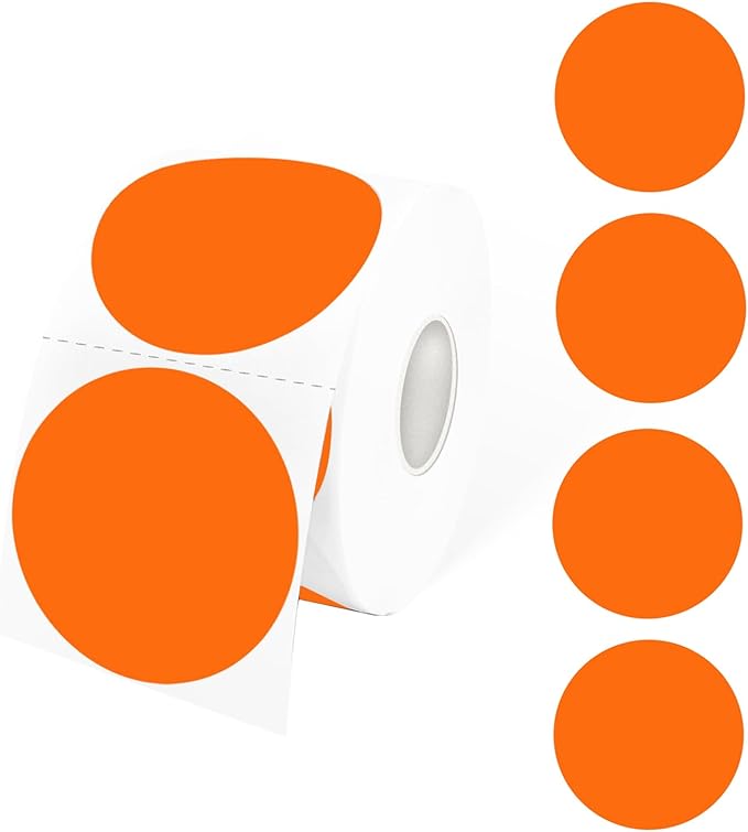 STARLIBOO 2 inch Round Thermal Printer Labels, Circle Direct Thermal Stickers for DIY Logo Design, Shipping, Name Tag, Compatible with Rollo&MUNBYN (600 Labels, Orange)
