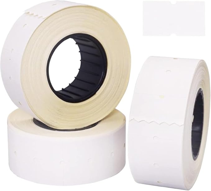 (5 Rolls - 5000 pcs) 0.82" x 0.47" (21 x 12 mm) White Paper Sticker Price Gun Pricemarker Labels MX-5500 (White)