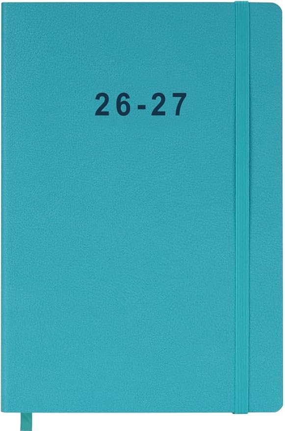 26-27 Academic Planner - Weekly and Monthly Planner, Jul 2026 - Jun 2027, Holidays, Contacts and Notes Pages, Vegan Leather Cover, Elastic Closure, 5.5”x8.25”, Teal