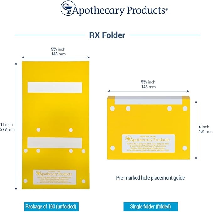 Apothecary Products Double Heavyweight File Folder, Professional Document Organizer, Durable Office Filing Storage, Color-Coded Record Management, Yellow, 100 Count