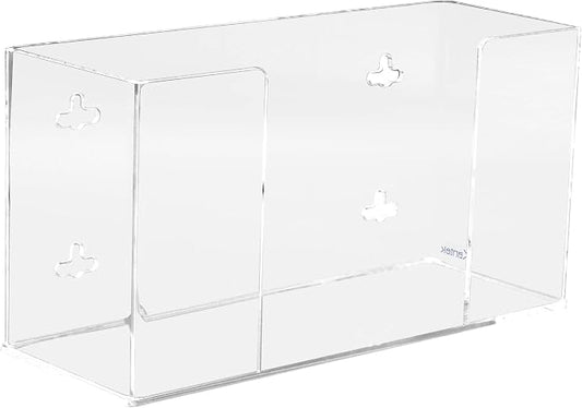 Kantek Wall Mounted Acrylic Glove Box Holder Dispenser, Single Box Capacity, for Use in Food Service, Healthcare, Hospitals, Restaurants, 10.3" x 3.8" x 5.3", Clear