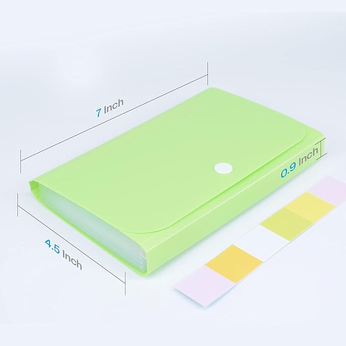 Receipt Organizer, Coupon Organizer, Folder Organizer Mini Organizer Wallet for Coupons, Receipts, Cash, Tax Item or Changes,7x4.5 in 13 Pockets with Tabs Check Case(Green)