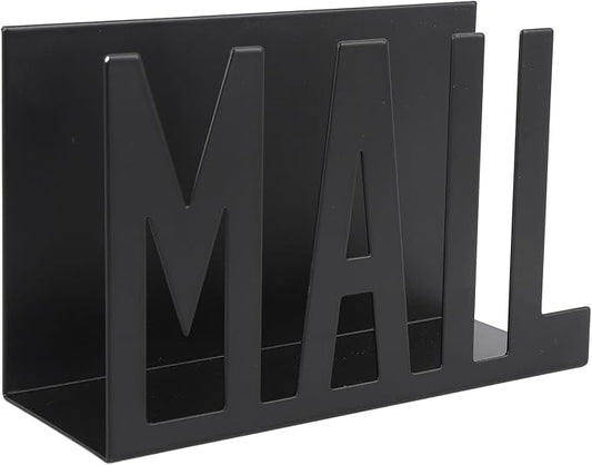 Mail Organizer, Stylish Mail Holder, Iron Letter Holder for Desk with Open Design, Functional Envelope Organizer for Bills, Letters, Papers, 5.91 x 2.17 x 3.74in, Black