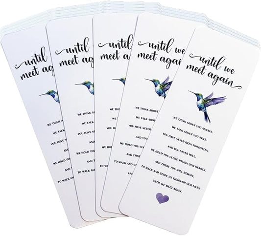 Funeral Favors for Guests - Hummingbird Bookmarks with Sympathy Poem - Bulk Set of 24 - Hand Out at Celebration of Life, Memorial, Remembrance Service, Bereavement Ceremony - Thank You Gift, Keepsake