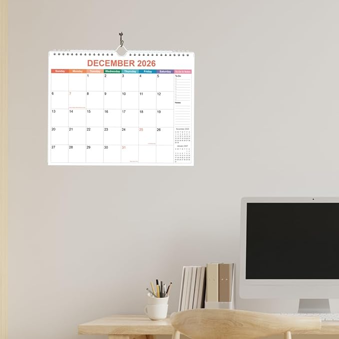 2026-2027 Calendar - Wall Calendar 2026-2027 from June 2026 to December 2027, 2026-27 Calendar with Premium Paper, Twin-Wire Binding & Hanging Hook, 11.5" x 14.5", Colorful