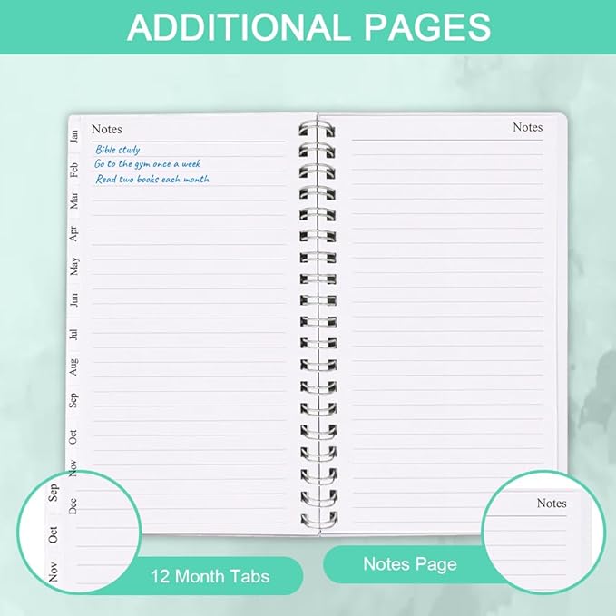 2026 Pocket Planner, A6 Weekly Planner with Monthly Tabs, Run January 2026-December 2026, Elastic Closure, Twin-Wire Binding, Easy to Organize Your Daily Life, 3.75 x 6.75 In, Pocket Planners 2026, Teal