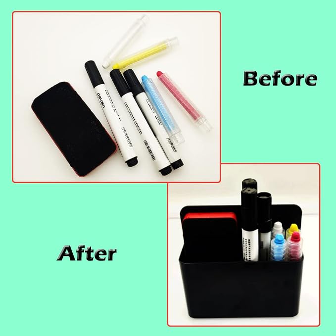 1 Pack Magnetic Marker Holder, Dry Erase Marker Holder Chalk Pen Storage Organizer for Whiteboard/Blackboard, Fridge/Regrigerator, Metal Locker, and Cabinet, (White)
