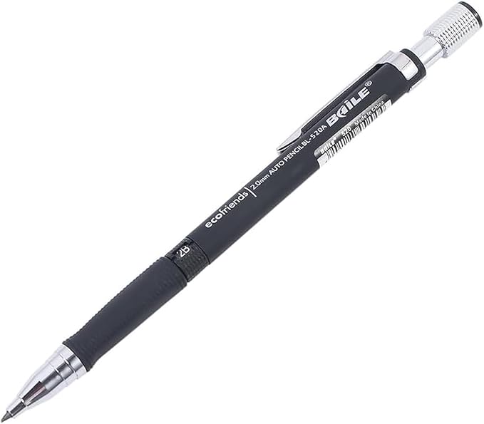 1Pc Black Mechanical Pencil 2.0mm 2B Automatic Pencils ，Lead Drawing Writing Tools School Office Supplies，Mechanical Pencils ，Writing and Correction Supplies