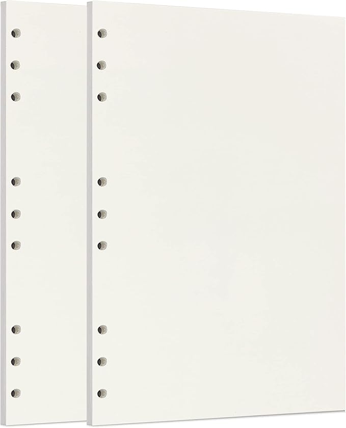 Zelten 2 Pack B5 90 Sheets/180 Pages Blank Loose Leaf Punched Paper Refills Paper for 9 Hole Binder Personal Organizer Diary Notebook Refillable Planner