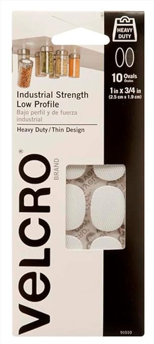 Velcro Brand Velcro Tape Strong Thin Oval Adhesive Attachment White 1.9cm x 2.5cm Set of 10 Pairs 91010sp