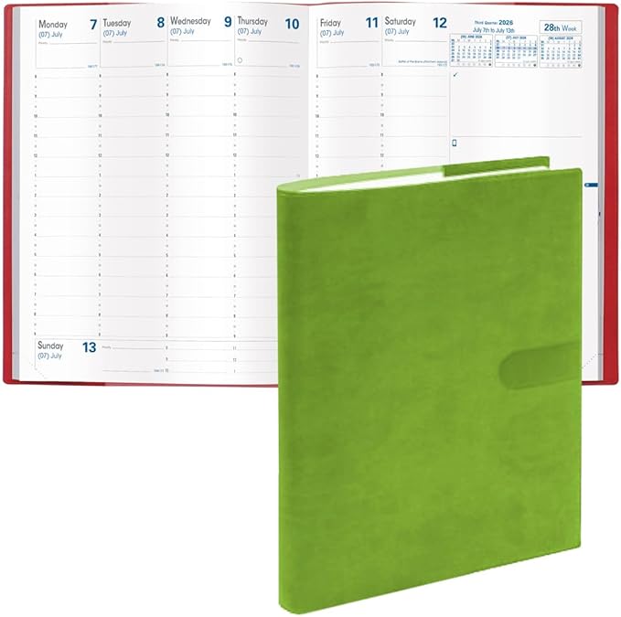 Quo Vadis 2026 President - Weekly Planner - 13 Months, Dec. to Dec. - 8 1/4 x 10 5/8" - Smooth Faux Suede Texas Bamboo Green Cover- Time Management Appointment Organizer