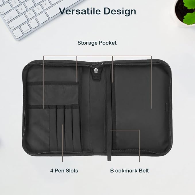 Bible Case with Handle and Zipper, Premium PU Leather Waterproof Bible Cover 11.2 x 8 x 2.2 Inches, Book Case for Standard Size Bibles with Pen Storage, Bible Accessories Gifts (Floral)