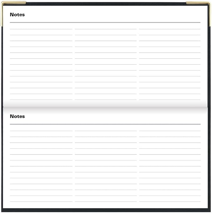 Letts of London® 2026 Classic Weekly/Monthly Appointment Book and Planner, 12 Months, January to December, Gold Corners, Horizontal, Slim Size, 6.625" x 3.25", English, Black (C32SBK-26)