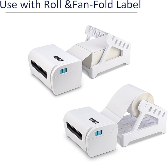 Label Holder, Thermal Label Holder for Rolls and Fan-Fold Labels, Shipping Label Roll Holder,Work with Desktop Label Printer for Office and Home (Black)