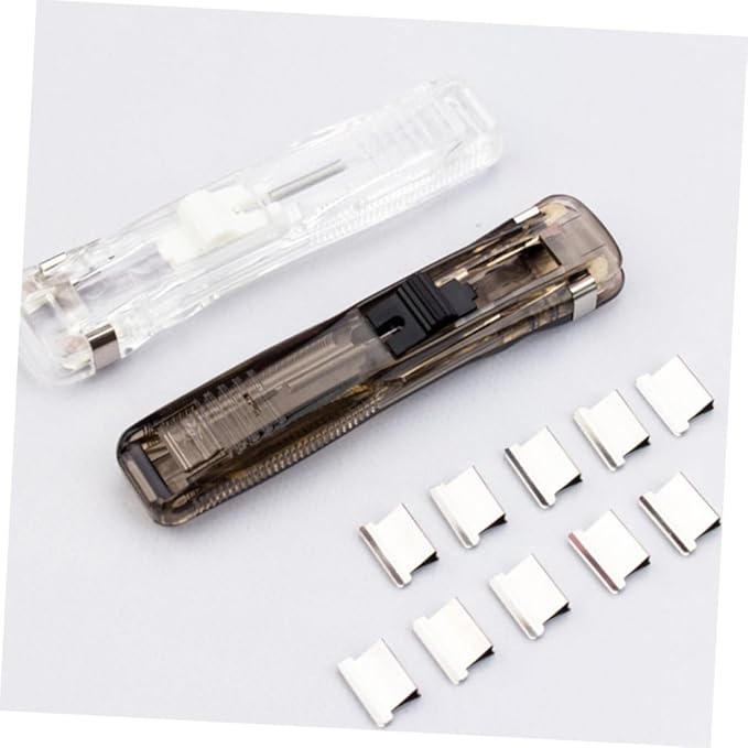 Generic Reusable Portable Desk Stapler with 2 Black Staplers and 200pcs Refill Clips for Office File Binding and Document Organization