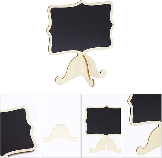 uxcell 8pcs Mini Chalkboards Signs with Support Easel Wood DIY Tag for Weddings Message Board Table Number Reminder Price Tag Beige