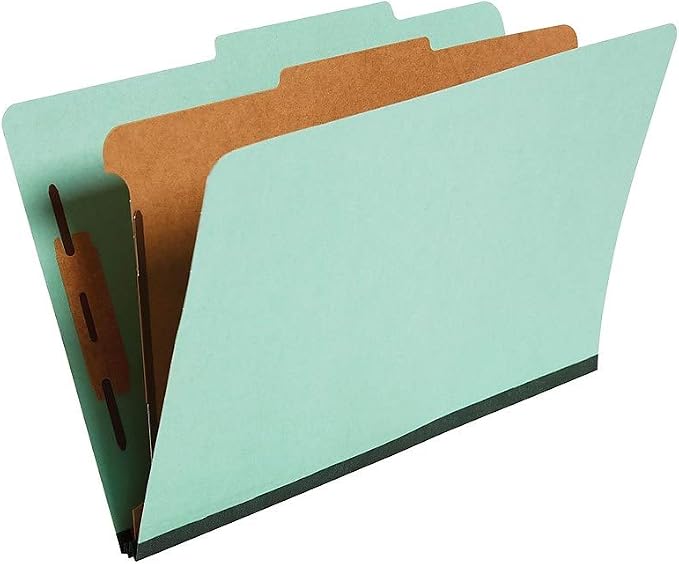 Staples Colored Pressboard Classification Folder, Legal Size, 1 Partition, Green, Durable Construction, 20/Pack