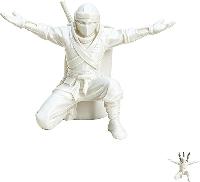 Ninja Pen Holder Desk Organizer–Unique Pen Stand, 3D Printed Cool Desk Decor Office Accessories for Men Women (White)