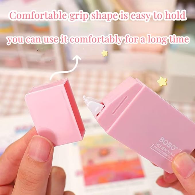 LOPURO White Out Correction Tape, 6Pcs Cute White Out Tape Pastel Color Correction Tape Eraser Easy to Use Applicator Instant Corrections for School Office Home Supplies (Cute)
